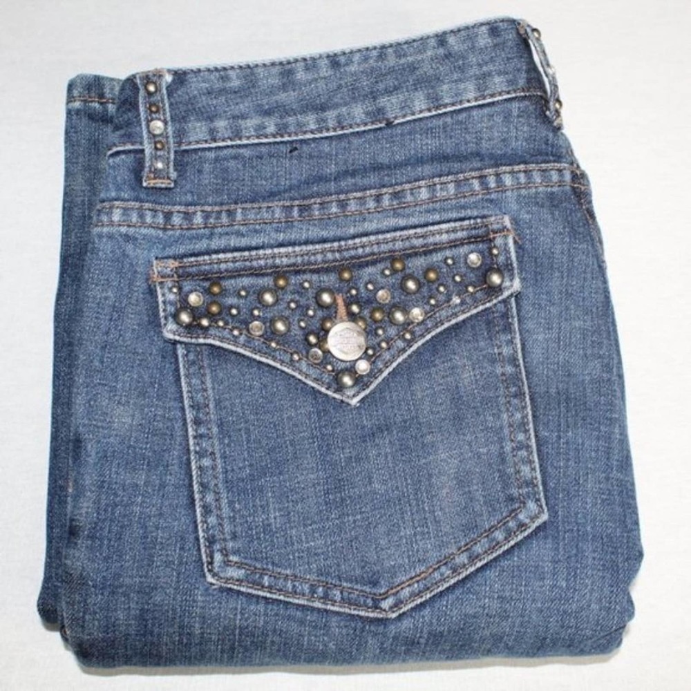 Harley Davidson Women's Embellished Jeans  6 Long